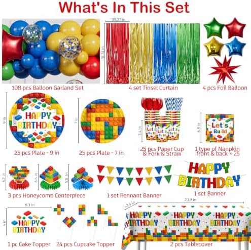 299Pcs Building Block Birthday Party Decorations, All-in-One Decor Set - Image 2
