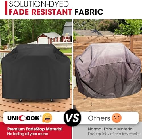Unicook Heavy Duty Waterproof Grill Cover 70 in, Large, UV Resistant, Black - Image 3