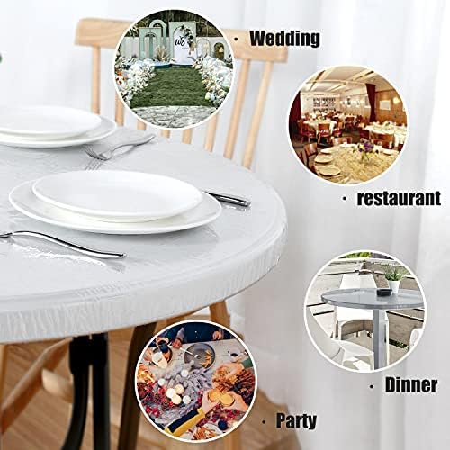 LUSHVIDA Round Tablecloth, Fitted Table Cloth for 36"-44" Tables, Clear - Image 2