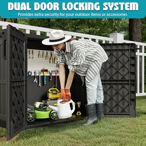 Horizontal Storage Shed 36 Cu Ft with Lockable Doors, Portable Outdoor Storage Shed -Waterproof Outdoor Storage Cabinet for Garden, Easy to Assemble - Image 5
