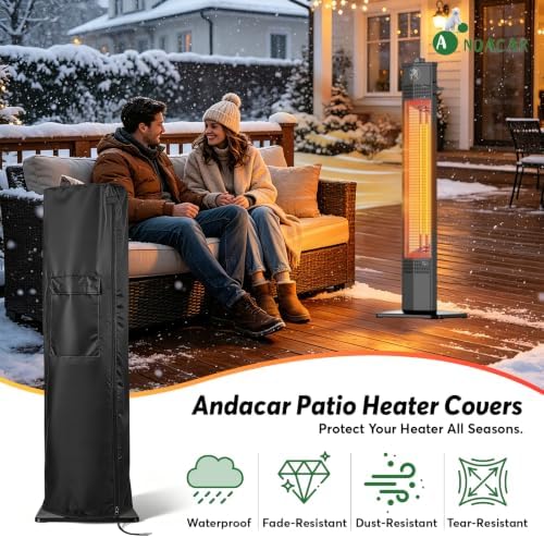 Patio Heater Covers for Encyclpo 36in Heater, Waterproof Outdoor Electric Heater Cover with Zipper Heavy Duty Storage Cover for Patio Outside Home Use - 9"Dx12"Wx36"H, Black - Image 6