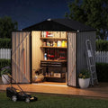 6 x 4 FT Outdoor Storage Shed, Waterproof Metal Garden Tool Shed with Gable Sloped Roof, Magnetic Light, Lockable Door & Air Vents for Backyard Patio Lawn, Gray by Unknown