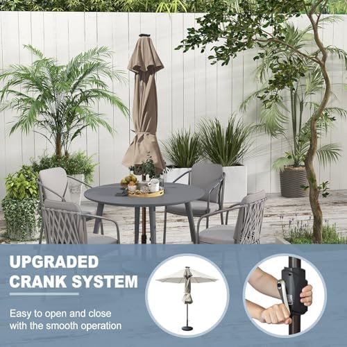 EliteShade USA 10-Year-Non-Fading 10ft Market Patio Umbrella, Commercial Grade Table Sun Umbrella with 80 Solar LED Lights, Crank Open, Windproof & UPF 50+ UV Protection for Garden, Deck, Pool, Backyard, No Tilt, Heather Beige - Image 4