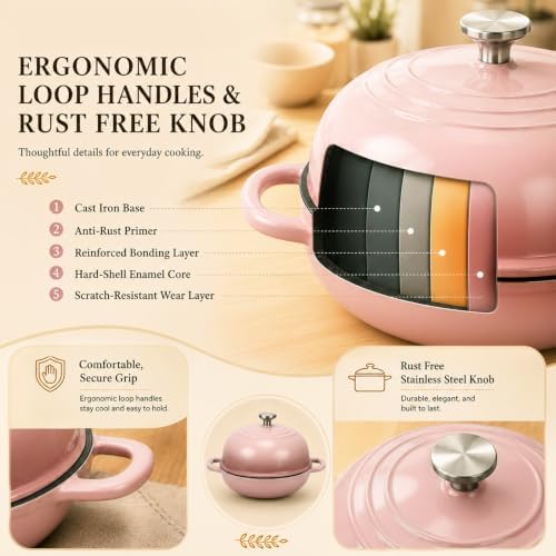 QuliMetal 5QT Enameled Cast Iron Dutch Oven for Sourdough Bread Baking - Image 5