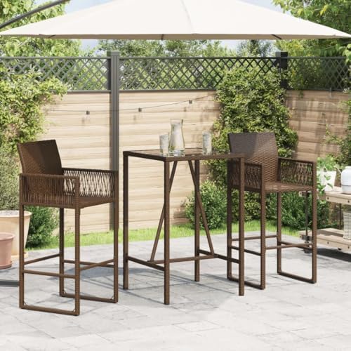 Outdoor Bar Table Brown and Black Versatile Garden Table Outdoor Dining Patio Terrace Backyard Eating Garden Dining Furniture Patio Al Fresco Meal for Poolside - Image 3