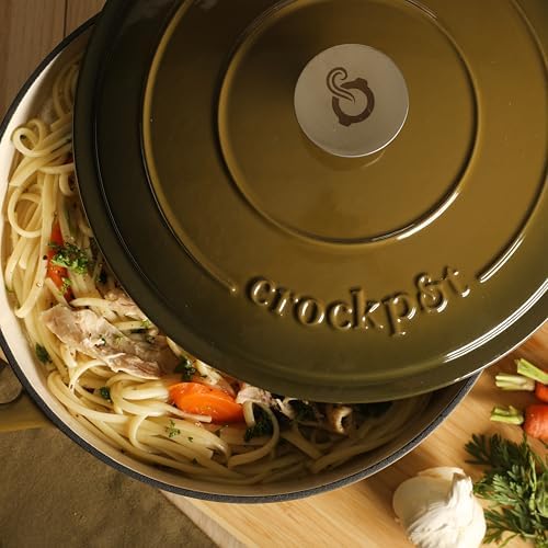 Crock-Pot Artisan 7-Quart Enameled Cast Iron Dutch Oven Pot with Lid, Round, Gradient Sage Green, Oven Safe Cookware - Image 5