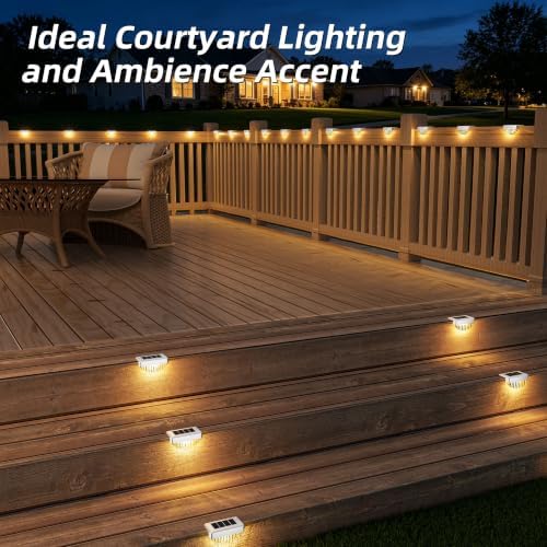 VOLISUN 8 Pack Solar Deck Lights Outdoor, Warm White LED Solar Step Lights for Outside, Waterproof Fence Light for Patio, Deck, Stairs, Yard, Pool and Porch (White) - Image 6