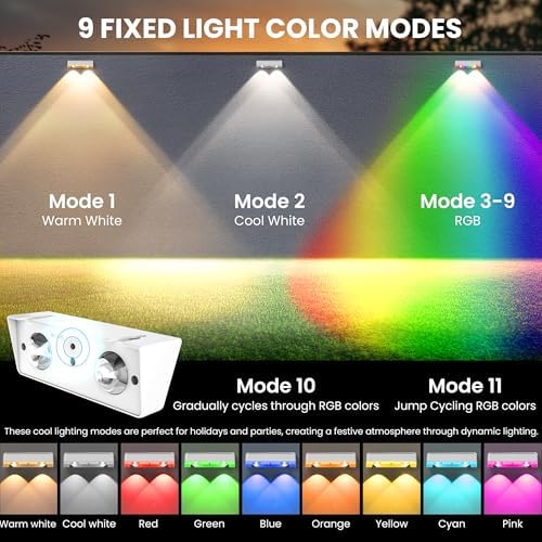 SOLPEX Solar Fence Lights Outdoor, 9 Fixed Colors ＆ Color Changing Fence Solar Lights Outdoor Waterproof IP65, LED Deck Lighting for Backyard Wall Step Patio Railing Pool Porch (12 Pack) - Image 3