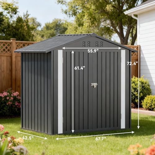 COMHOMA 6'x4' Shed Outdoor Storage Metal with Lockable Doors & Vents - Image 6