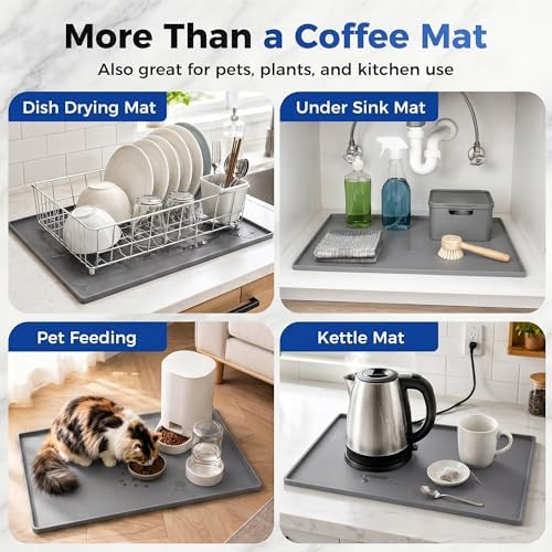 Golener Coffee Bar Mat, Silicone Coffee Mat with Raised Edges, 31.5"x16" - Image 7