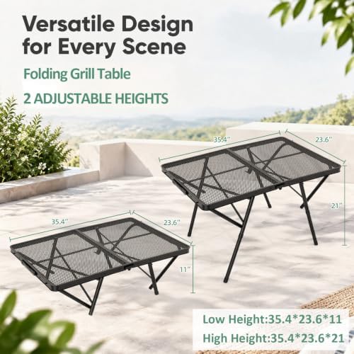 JOUYEK Folding Grill Table,3x2 FT,X-Frame Adjustable Height Camping Table - Image 2