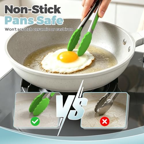 Small Cooking Tongs 7 inch Mini Serving Tongs with Silicone Tips - Image 6
