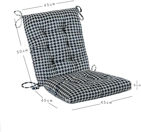 Outdoor Patio Cushion, Rocking Chair Cushion, Tufted Pads, Set of Upper and Lower with Ties Pack of 2 (2 Sets) - Back 20"×17", Seat 17"×17" (Blue Houndstooth) - Image 5