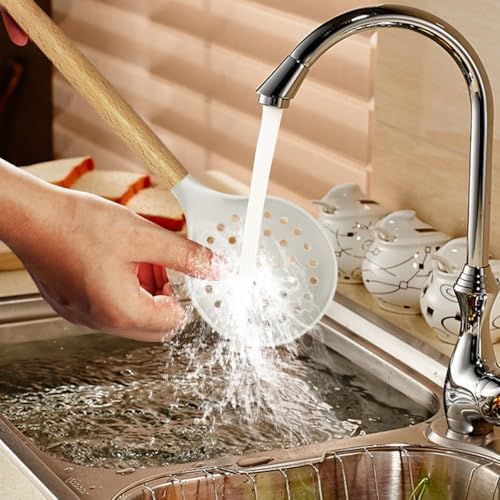 oannao Silicone Cooking Utensils Set - 446°F Heat Resistant Silicone Kitchen Utensils for Cooking,Kitchen Utensil Spatula Set w Wooden Handles and Holder for Non-Stick Cookware (Cream White) - Image 7
