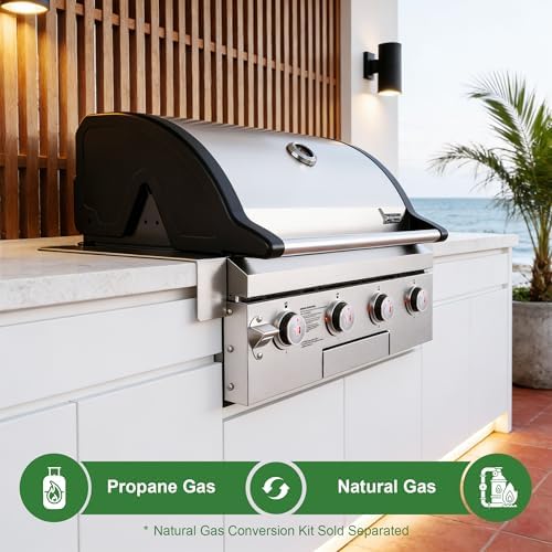 Brand-Man Built-In Gas Grill Head, 30-Inch 4-Burner Outdoor Kitchen Grill - Image 2