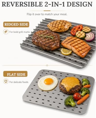 BAC772 Reversible Anodized Aluminum Sear Grate-18.25" x 11.5" - Image 3