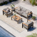 Aluminum Outdoor Patio Furniture Set with Coffee Table, 4 Piece Patio Conversation Sets with Washable Thick Cushions, Outdoor Sectional Furniture Set for Poolside, Balcony, Deck, Gray by Oasbira