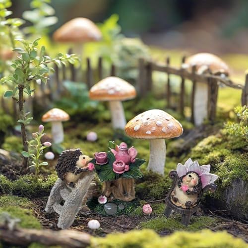 3 Pcs Miniature Garden Furniture Miniature Table and Chairs Set Fairy Garden Accessories Outdoor Mini Resin Furniture Kit Micro Landscape Decor Tea Set for Fairies and Garden Gnomes DIY Craft Gift - Image 4