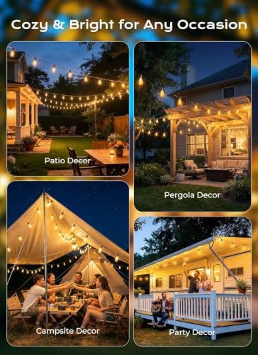 Brightown 52FT Solar String Lights Outdoor, 15+2 Shatterproof LED Bulbs - Image 7