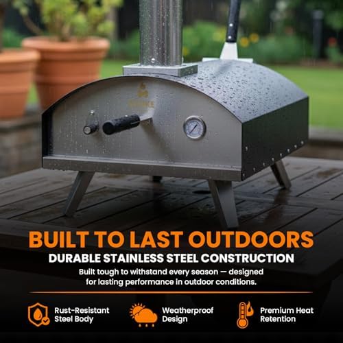 Stoke 13 Inch Outdoor Pizza Oven – Wood Pellet Portable Pizza Oven for Backyard, Camping, or Tailgating – Stainless Steel Oven with Pizza Stone & Accessories - Image 3