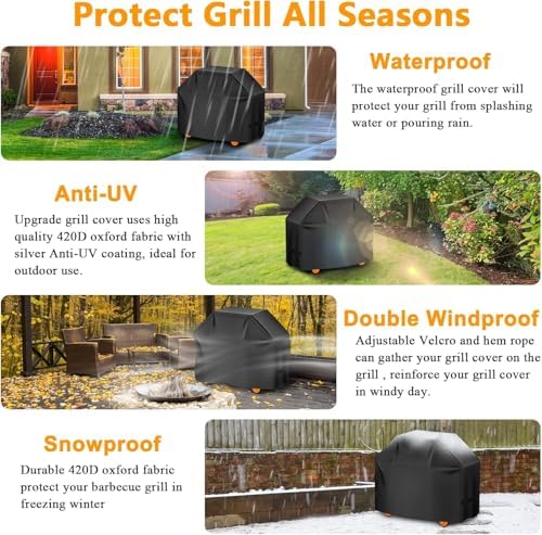 Aoretic 72-inch BBQ Gas Grill Cover for Outdoor Grills - Waterproof, Anti-UV for Weber, Char-Broil, Monument, Dyna-Glo, Nexgrill - Spun Polyester - Image 6