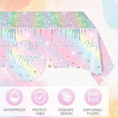 41Pcs Pastel Birthday Decorations Pastel Rainbow Tableware Set Disposable Paper Plates,Napkins,Tablecloth丨Rainbow Birthday Decorations for Girls,Baby Shower,Bridal Wedding Party Supplies,Serve 20 - Image 5