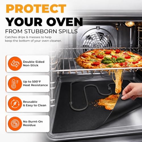 Oven Liners for Bottom of Oven - Thick Heavy Duty 17” x 25” 2 Pack Non-Stick Reusable Mats - BPA & PFOA Free Protector for Electric, Gas, Microwave & BBQ Grill Liner - Easy Clean & Heat Resistant - Image 2