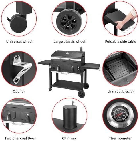 Kenadne Charcoal Grill Outdoor BBQ Grill, Extra Large Cooking Area - Image 5