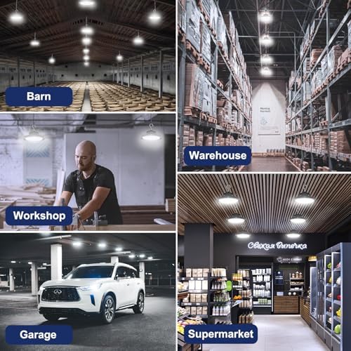 CINOTON 210W UFO LED High Bay Light, Aluminum LED Shop Lights with 31500LM, 5000K Commercial Bay Lighting for Warehouse Garage Workshop Factory, 6' Cable & Safety Rope, ETL Listed 1 Pack - Image 6
