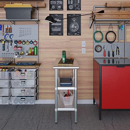 18" x 24" Stainless Steel Work Table with 2 Adjustable Undershelves NSF - Image 5