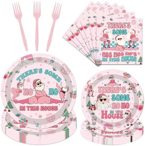 Theres Some Ho Ho Hos in This House Christmas Plates Party Decor by Deorfuy