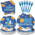 96 Pcs Milk and Cookies 1st Birthday Party Supplies for Boys Serves 24 by Greencian