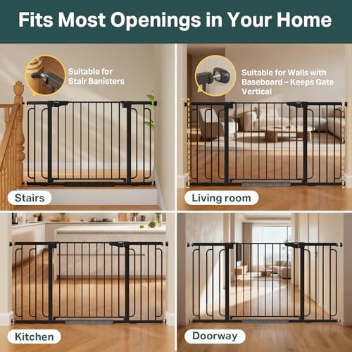 Cumbor 36.6-59" Extra Wide Baby Gate for Stairs, Auto Close Dog Gate Black - Image 6