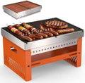 Portable Foldable Charcoal Grill, Small Tabletop Hibachi, BBQ Grill by INNOCHEF