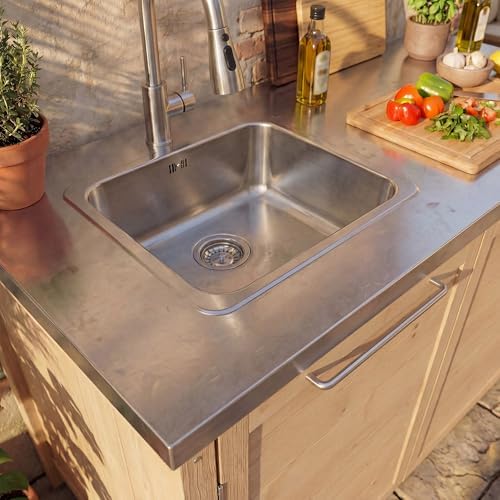 MOUMON Patio Kitchen Sink Cabinet with Stainless Steel Countertop - Image 4