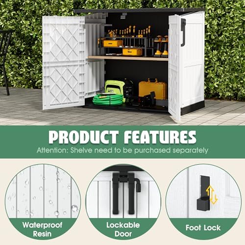LHBcraft 36 Cu Ft Outdoor Storage Cabinet, Horizontal Resin Storage Shed Box for Backyards, Patios, Portable Waterproof Outdoor Storage Box with Lockable Doors, Ashen - Image 3