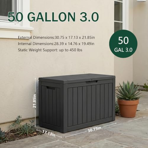 Outdoor Storage Box, 50 Gallon Waterproof Deck Box [Upgraded 3.0] - Image 2