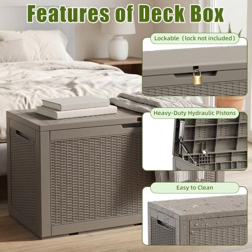 ROJIK 170 Gal Deck Box Waterproof, Grey - Image 4