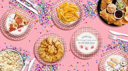 Birthday Galore Someone Berry Sweet is On the Way Baby Shower - 32 Piece Disposable Party Supplies - Strawberry Baby Shower Decorations - Round Party Plates - Large 9" Paper Plates In Bulk - Image 7