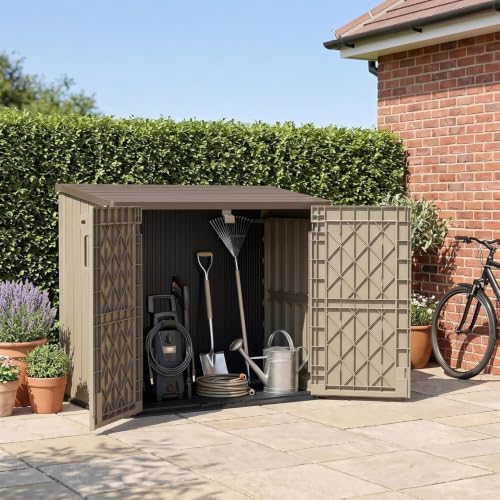 Outdoor Storage Box & Cabinet 36 Cu Ft, Patio Storage Box, Brown by Unknown