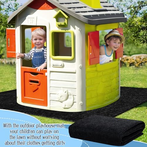 Outdoor Playhouse Mat - 53'' x 53'' Portable Outdoor Play House Activity Rug with Non Slip Backing Felt Outside Game House Play Mat Playhouse Pad Rug for Outside Home Floor - Image 5