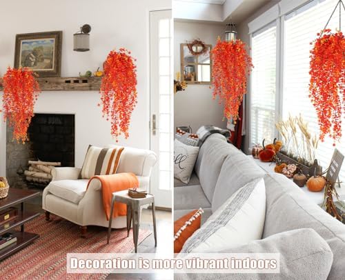 RECUTMS Artificial Hanging Plants Fall Faux Eucalyptus Fake Draping Vines - Image 5
