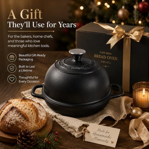 5QT Matte Black Enameled Cast Iron Dutch Oven for Bread Baking - Image 7