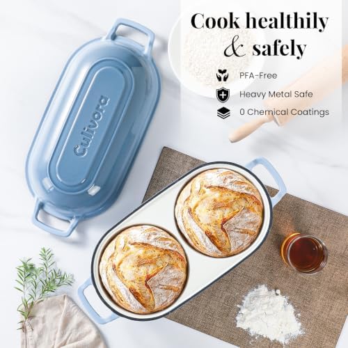 Cast Iron Double Dutch Oven, Mini Enamel Sourdough Bread Pan with Lid - Image 6