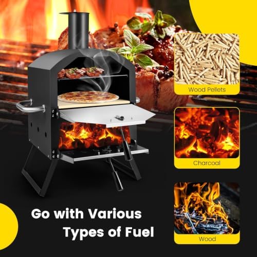 LDAILY Outdoor Pizza Oven, Wood Fired 12 Inch Pizza Maker - Image 5