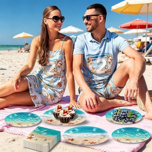 180Pcs Beach Ocean Party Plates and Napkins Set,Serves 60 - Image 6
