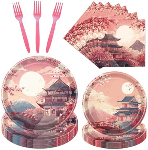 Hibachi Party Plates Napkins Tableware Japanese Decoration 96PCS by Deorfuy