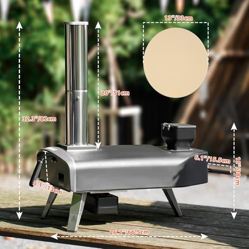 Mimiuo 12" Outdoor Wood Pellet Pizza Oven w/Auto-Rotating Stone, 60S Bake - Image 2