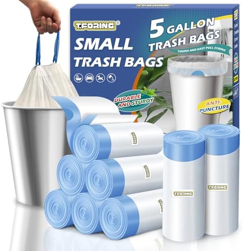 Small Trash Bags 5 Gallon Drawstring,1.1 Mil,Unscented,240 Count by TFORING%C2%AE