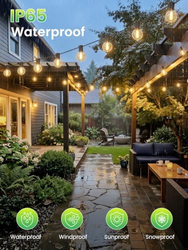 LACHON Outdoor String Lights Waterproof 200 FT with 100 G40 IP65 Bulbs - Image 2